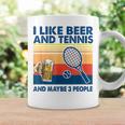 I Like Beer And Tennis Maybe 3 People ビンテージ コーヒーマグ ギフトのアイデア