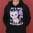 誕生日の女の子6歳、猫、ユニコーン、6歳の誕生日 レディースパーカー
