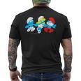 Puffetta Del Film Dei Puffi E Papà Chei Tengono Per Mano Bambini T-shirt da uomo con stampa posteriore