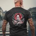 Japanischer Kitsune Wolf Mythologie T-Shirt mit Rückendruck Geschenke für alte Männer