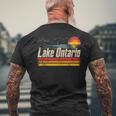 Retro Sunset Great Lakes Lake Ontario Sleeveless Men's T-shirt Back Print Gifts for Old Men