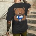 Finnische Wurzeln Bär Herz Finnischertolz Finnland Flagge T-Shirt mit Rückendruck Geschenke für Ihn