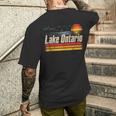 Retro Sunset Great Lakes Lake Ontario Sleeveless Men's T-shirt Back Print Gifts for Him
