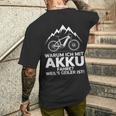 Warum Ich Mit Akku Fahre Weil's Geiler Ist T-Shirt mit Rückendruck Geschenke für Ihn