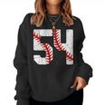 野球選手 ジャージ 番号54 54 Proud Baseball Mom Dad レディーススウェットシャツ