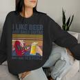 I Like Beer And Bass ギターと 3人 ベーシストギフト レディーススウェットシャツ 彼女への贈り物