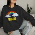 Present Cute arcastic Retrointage Rainbow レディーススウェットシャツ 彼女への贈り物