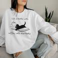 Life Is Better With Books Cats And Coffee レディーススウェットシャツ 彼女への贈り物