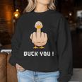 Duck You Duck Lover ひっくり返す鳥 クワック ダッキー 皮肉 レディーススウェットシャツ 面白い贈り物