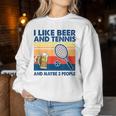 I Like Beer And Tennis Maybe 3 People ビンテージ レディーススウェットシャツ 面白い贈り物