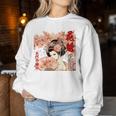 江戸 吉原 遊郭 花魁 太夫 花の井 瀬川 浮世絵 バックプリント レディーススウェットシャツ 面白い贈り物