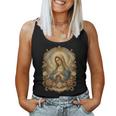 Ave Maria 聖母マリア 花柄 カトリック 祈りの肖像画 レディースタンクトップ