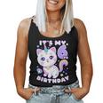 誕生日の女の子6歳、猫、ユニコーン、6歳の誕生日 レディースタンクトップ