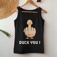Duck You Duck Lover ひっくり返す鳥 クワック ダッキー 皮肉 レディースタンクトップ 面白い贈り物