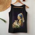 Girl With A Pearl Earring And A Cat 名画パロディ アート猫 長袖tシャツ レディースタンクトップ 面白い贈り物
