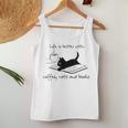 Life Is Better With Books Cats And Coffee レディースタンクトップ 面白い贈り物