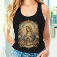 Ave Maria 聖母マリア 花柄 カトリック 祈りの肖像画 レディースタンクトップ 彼女への贈り物