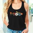 トラウト 魚 シルエット 花 ボタニカル フローラル レディースタンクトップ 彼女への贈り物