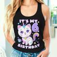 誕生日の女の子6歳、猫、ユニコーン、6歳の誕生日 レディースタンクトップ 彼女への贈り物