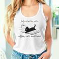Life Is Better With Books Cats And Coffee レディースタンクトップ 彼女への贈り物