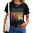 I Like Beer And Bass ギターと 3人 ベーシストギフト レディースTシャツ