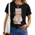 かわいい アニメ 女の子 抱っこ 猫 かわいい 漫画 猫好き オタク レディースTシャツ
