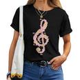 ト音記号 ト音記号 花 ミュージシャンギフト レディースTシャツ