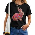 夏に可愛い花うさぎ 花柄 うさぎ レディースTシャツ