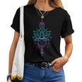蓮の花 禅 マンダラ 平和 ヨガ レディースTシャツ