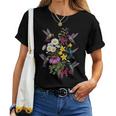 詳細なハチドリと野花ボタニカル。 レディースTシャツ