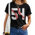 野球選手 ジャージ 番号54 54 Proud Baseball Mom Dad レディースTシャツ