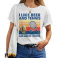 I Like Beer And Tennis Maybe 3 People ビンテージ レディースTシャツ