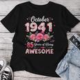 85歳 1941年10月 花柄 85歳 誕生日 男性 女性 レディースTシャツ 面白い贈り物