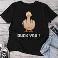Duck You Duck Lover ひっくり返す鳥 クワック ダッキー 皮肉 レディースTシャツ 面白い贈り物
