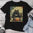 Vintage Giapponese Gatto Ramen Gatto Papà Retrò Divertente Grafica Donne Maglietta da donna Regalos divertidos