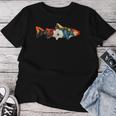 トラウト 魚 シルエット 花 ボタニカル フローラル レディースTシャツ 面白い贈り物
