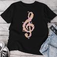 ト音記号 ト音記号 花 ミュージシャンギフト レディースTシャツ 面白い贈り物
