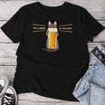 ビールをすすめるねこ 猫 ビール Cat Beer 日本語バージョン レディースTシャツ 面白い贈り物