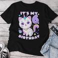 誕生日の女の子6歳、猫、ユニコーン、6歳の誕生日 レディースTシャツ 面白い贈り物