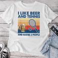 I Like Beer And Tennis Maybe 3 People ビンテージ レディースTシャツ 面白い贈り物