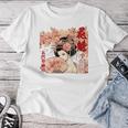 江戸 吉原 遊郭 花魁 太夫 花の井 瀬川 浮世絵 バックプリント レディースTシャツ 面白い贈り物