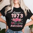 53歳 1973年8月 花柄 53歳 誕生日 男性 女性 レディースTシャツ 彼女への贈り物