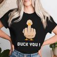 Duck You Duck Lover ひっくり返す鳥 クワック ダッキー 皮肉 レディースTシャツ 彼女への贈り物