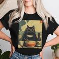 Vintage Giapponese Gatto Ramen Gatto Papà Retrò Divertente Grafica Donne Maglietta da donna Regalos para ella
