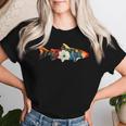 トラウト 魚 シルエット 花 ボタニカル フローラル レディースTシャツ 彼女への贈り物