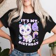 誕生日の女の子6歳、猫、ユニコーン、6歳の誕生日 レディースTシャツ 彼女への贈り物
