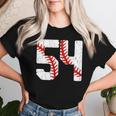 野球選手 ジャージ 番号54 54 Proud Baseball Mom Dad レディースTシャツ 彼女への贈り物