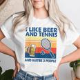 I Like Beer And Tennis Maybe 3 People ビンテージ レディースTシャツ 彼女への贈り物