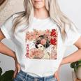 江戸 吉原 遊郭 花魁 太夫 花の井 瀬川 浮世絵 バックプリント レディースTシャツ 彼女への贈り物