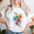 花 カラフル アート 描画 抽象 グラフィック 花 レディースTシャツ 彼女への贈り物